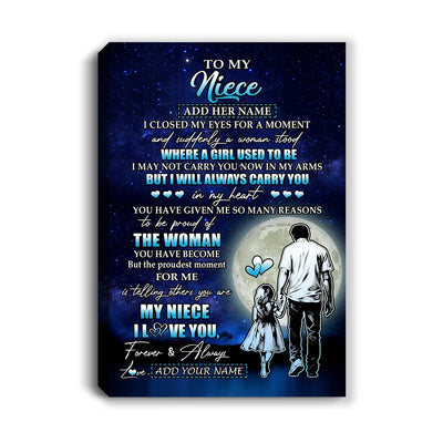 Personalized To My Niece Gifts Canvas From Uncle I Closed My Eyes For A Moment Niece Birthday Graduation Christmas Custom Wall Art Print Framed Canvas | siriusteestore