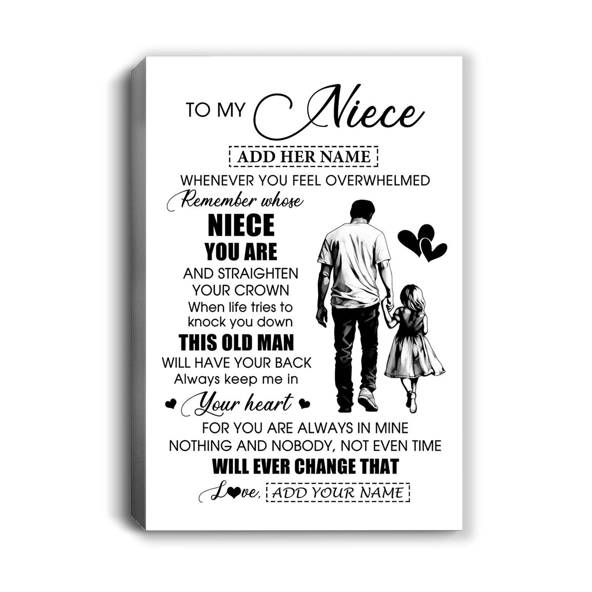 Personalized To My Niece Gifts Canvas From Uncle Whenever Man Unique Birthday Gifts For Niece Graduation Christmas Custom Wall Art Print Framed Canvas | siriusteestore