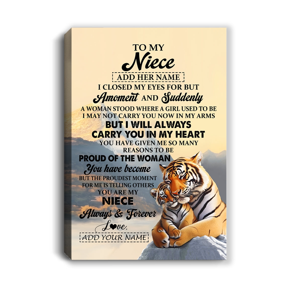 Personalized To My Niece Gifts Canvas Tiger From Aunt Uncle Auntie You Are My Niece Birthday Gifts Graduation Christmas Custom Wall Art Framed Canvas Shirt & Hoodie | siriusteestore