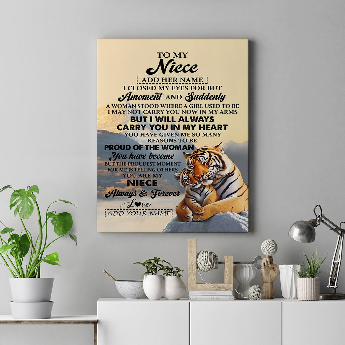 Personalized To My Niece Gifts Canvas Tiger From Aunt Uncle Auntie You Are My Niece Birthday Gifts Graduation Christmas Custom Wall Art Framed Canvas Shirt & Hoodie | siriusteestore