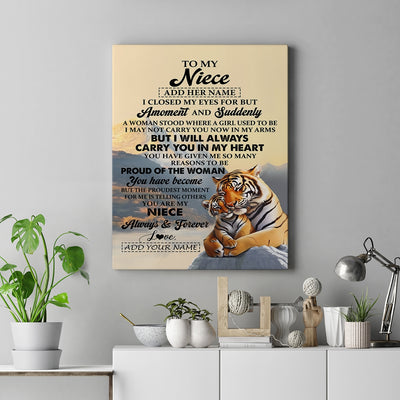 Personalized To My Niece Gifts Canvas Tiger From Aunt Uncle Auntie You Are My Niece Birthday Gifts Graduation Christmas Custom Wall Art Framed Canvas Shirt & Hoodie | siriusteestore