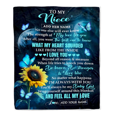Personalized To My Niece Gifts From Aunt Auntie Blanket Bufterfly Sunflower My Love For You Niece Birthday Gift Graduation Christmas Custom Fleece Blanket | siriusteestore