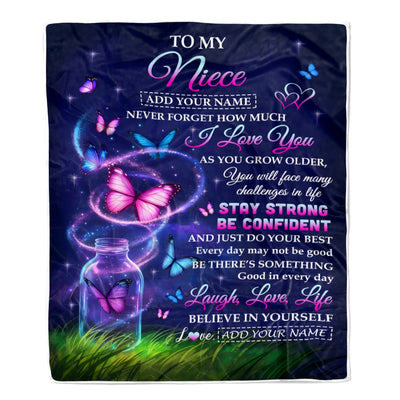 Personalized To My Niece Gifts From Aunt Auntie Blanket Butterfly I Love You Great Birthday Gifts For Niece Graduation Christmas Custom Fleece Throw Blanket | siriusteestore