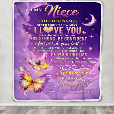 Personalized To My Niece Gifts From Aunt Auntie Blanket Butterfly Never Forget How Much I Love You Niece Birthday Gifts Christmas Customized Fleece Blanket | siriusteestore