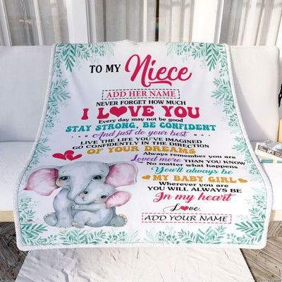 Personalized To My Niece Gifts From Aunt Auntie Blanket Elephant Never Forget How Much I Love You Niece Birthday Gifts Christmas Customized Fleece Blanket | siriusteestore