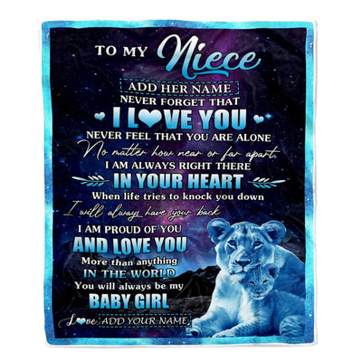 Personalized To My Niece Gifts From Aunt Auntie Blanket I Love You Lion Birthday Gift Ideas For Niece Graduation Christmas Customized Fleece Throw Blanket | siriusteestore