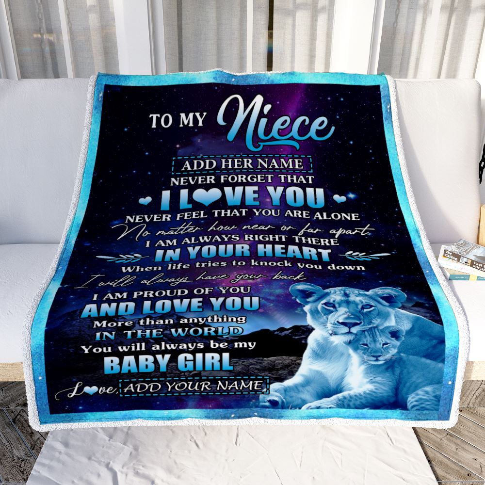 Personalized To My Niece Gifts From Aunt Auntie Blanket I Love You Lion Birthday Gift Ideas For Niece Graduation Christmas Customized Fleece Throw Blanket | siriusteestore