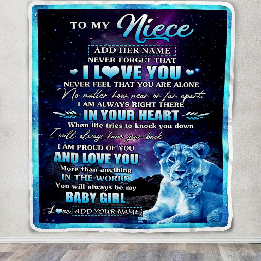 Personalized To My Niece Gifts From Aunt Auntie Blanket I Love You Lion Birthday Gift Ideas For Niece Graduation Christmas Customized Fleece Throw Blanket | siriusteestore