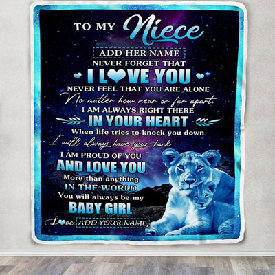 Personalized To My Niece Gifts From Aunt Auntie Blanket I Love You Lion Birthday Gift Ideas For Niece Graduation Christmas Customized Fleece Throw Blanket | siriusteestore