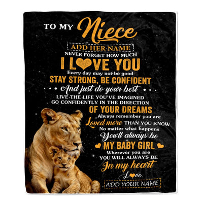 Personalized To My Niece Gifts From Aunt Auntie Blanket Lion Never Forget How Much I Love You Niece Birthday Gifts Graduation Christmas Fleece Blanket | siriusteestore