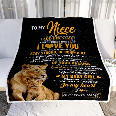 Personalized To My Niece Gifts From Aunt Auntie Blanket Lion Never Forget How Much I Love You Niece Birthday Gifts Graduation Christmas Fleece Blanket | siriusteestore