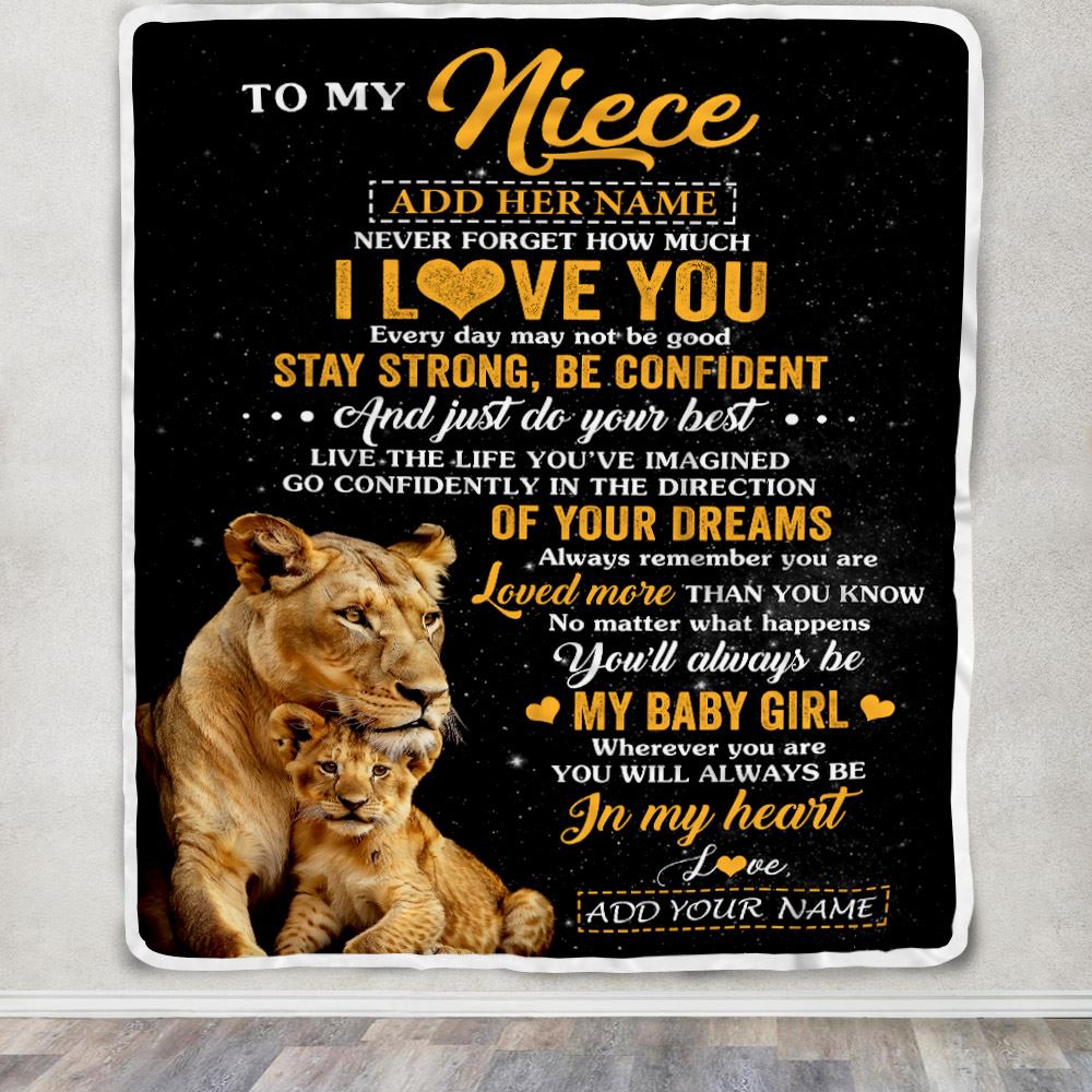 Personalized To My Niece Gifts From Aunt Auntie Blanket Lion Never Forget How Much I Love You Niece Birthday Gifts Graduation Christmas Fleece Blanket | siriusteestore