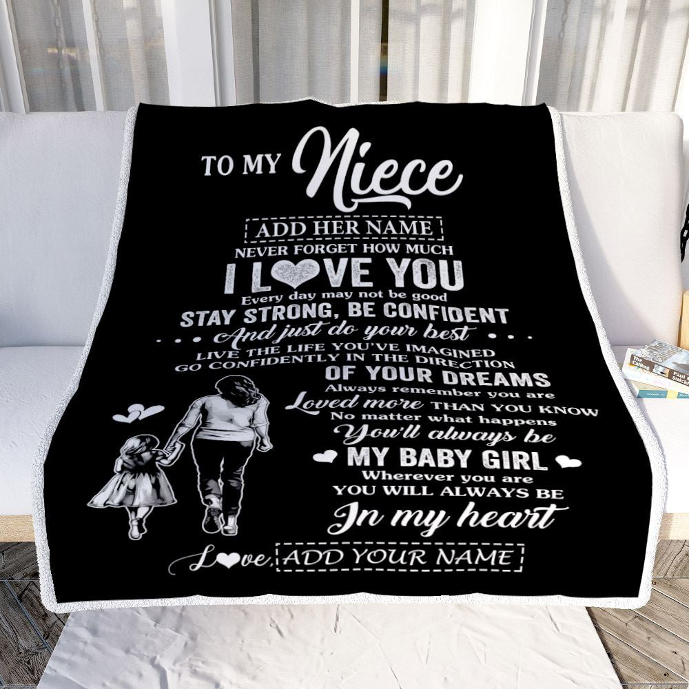 Personalized To My Niece Gifts From Aunt Auntie Blanket Never Forget How Much I Love You Niece Birthday Graduation Christmas Customized Fleece Throw Blanket | siriusteestore