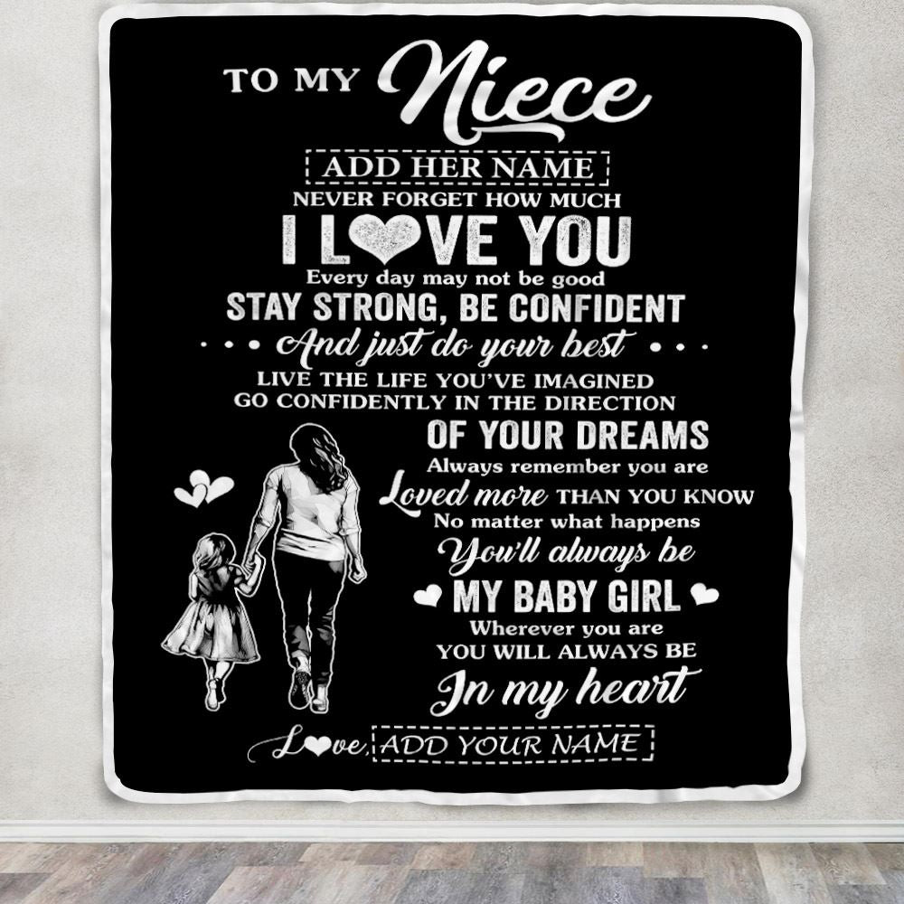 Personalized To My Niece Gifts From Aunt Auntie Blanket Never Forget How Much I Love You Niece Birthday Graduation Christmas Customized Fleece Throw Blanket | siriusteestore