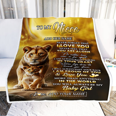 Personalized To My Niece Gifts From Aunt Auntie Blanket Never Forget That I Love You Lion Niece Birthday Gifts Graduation Christmas Customized Fleece Blanket | siriusteestore