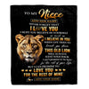 Personalized To My Niece Gifts From Aunt Auntie Blanket Old Lion Love You Niece Birthday Gifts Graduation Christmas Customized Fleece Throw Blanket | siriusteestore