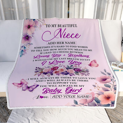 Personalized To My Niece Gifts From Aunt Auntie Blanket Purple Floral Loving You Birthday Gifts For Niece Graduation Christmas Custom Fleece Throw Blanket Shirt & Hoodie | siriusteestore