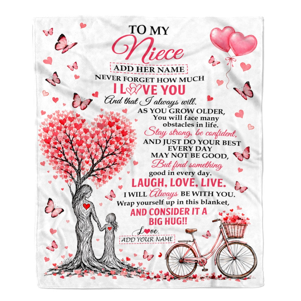 Personalized To My Niece Gifts From Aunt Auntie Blanket Tree I Love You Always Will Birthday Christmas Gift For Niece Custom Fleece Throw Blanket | siriusteestore