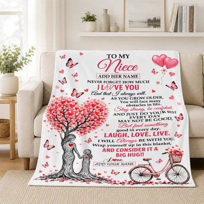 Personalized To My Niece Gifts From Aunt Auntie Blanket Tree I Love You Always Will Birthday Christmas Gift For Niece Custom Fleece Throw Blanket | siriusteestore