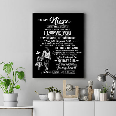 Personalized To My Niece Gifts From Aunt Auntie Canvas Never Forget How Much I Love You Niece Birthday Graduation Christmas Gift Custom Wall Art Framed Canvas | siriusteestore