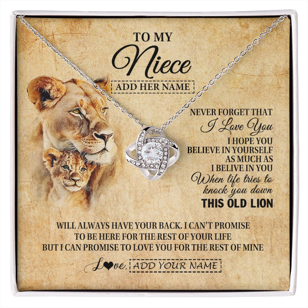Love Knot Necklace 14K White Gold Finish | 1 | Personalized To My Niece Gifts From Aunt Auntie Lion Necklace I Love You Niece Birthday Gifts From Aunt Graduation Christmas Custom Gift Box Message Card | siriusteestore.myshopify