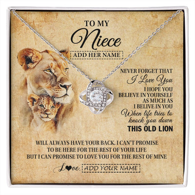 Love Knot Necklace 14K White Gold Finish | 1 | Personalized To My Niece Gifts From Aunt Auntie Lion Necklace I Love You Niece Birthday Gifts From Aunt Graduation Christmas Custom Gift Box Message Card | siriusteestore.myshopify