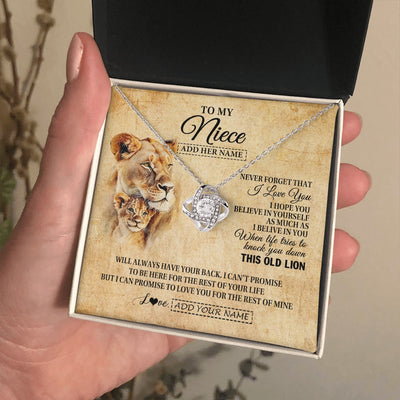 Love Knot Necklace 14K White Gold Finish | 2 | Personalized To My Niece Gifts From Aunt Auntie Lion Necklace I Love You Niece Birthday Gifts From Aunt Graduation Christmas Custom Gift Box Message Card | siriusteestore.myshopify