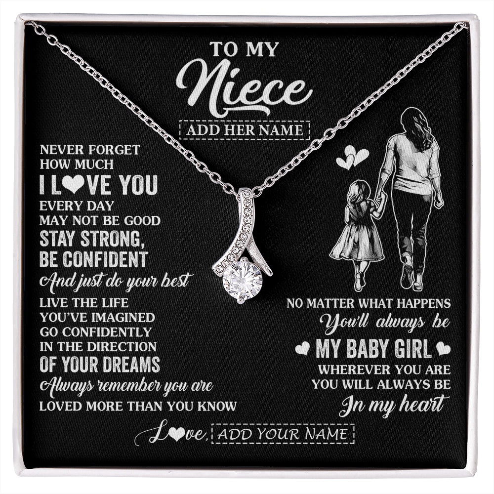 Alluring Beauty Necklace 14K White Gold Finish | 1 | Personalized To My Niece Gifts From Aunt Auntie Necklace Never Forget How Much I Love You Niece Birthday Graduation Christmas Custom Gift Box Message Card | https://siriusteestore.