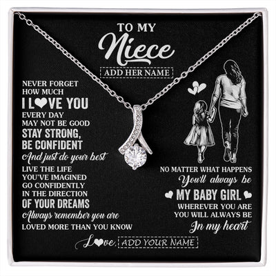 Alluring Beauty Necklace 14K White Gold Finish | 1 | Personalized To My Niece Gifts From Aunt Auntie Necklace Never Forget How Much I Love You Niece Birthday Graduation Christmas Custom Gift Box Message Card | https://siriusteestore.