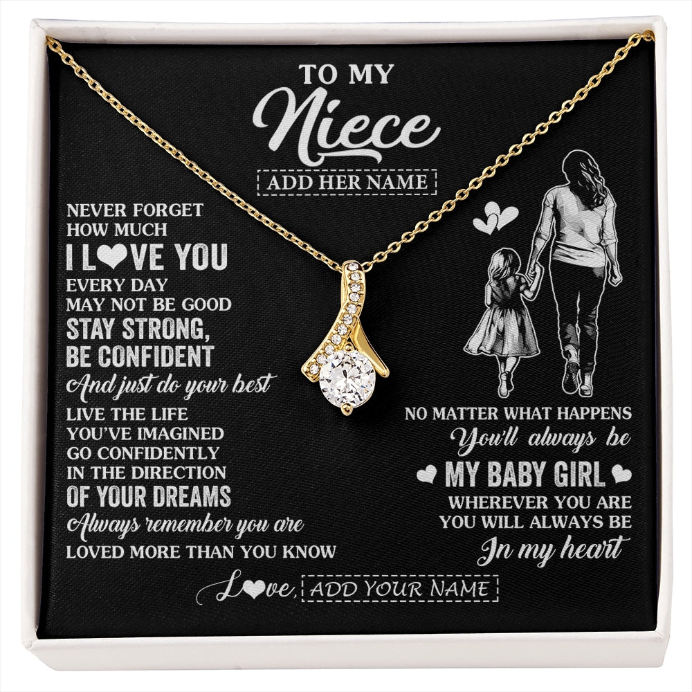 Alluring Beauty Necklace 18K Yellow Gold Finish | 1 | Personalized To My Niece Gifts From Aunt Auntie Necklace Never Forget How Much I Love You Niece Birthday Graduation Christmas Custom Gift Box Message Card | https://siriusteestore.