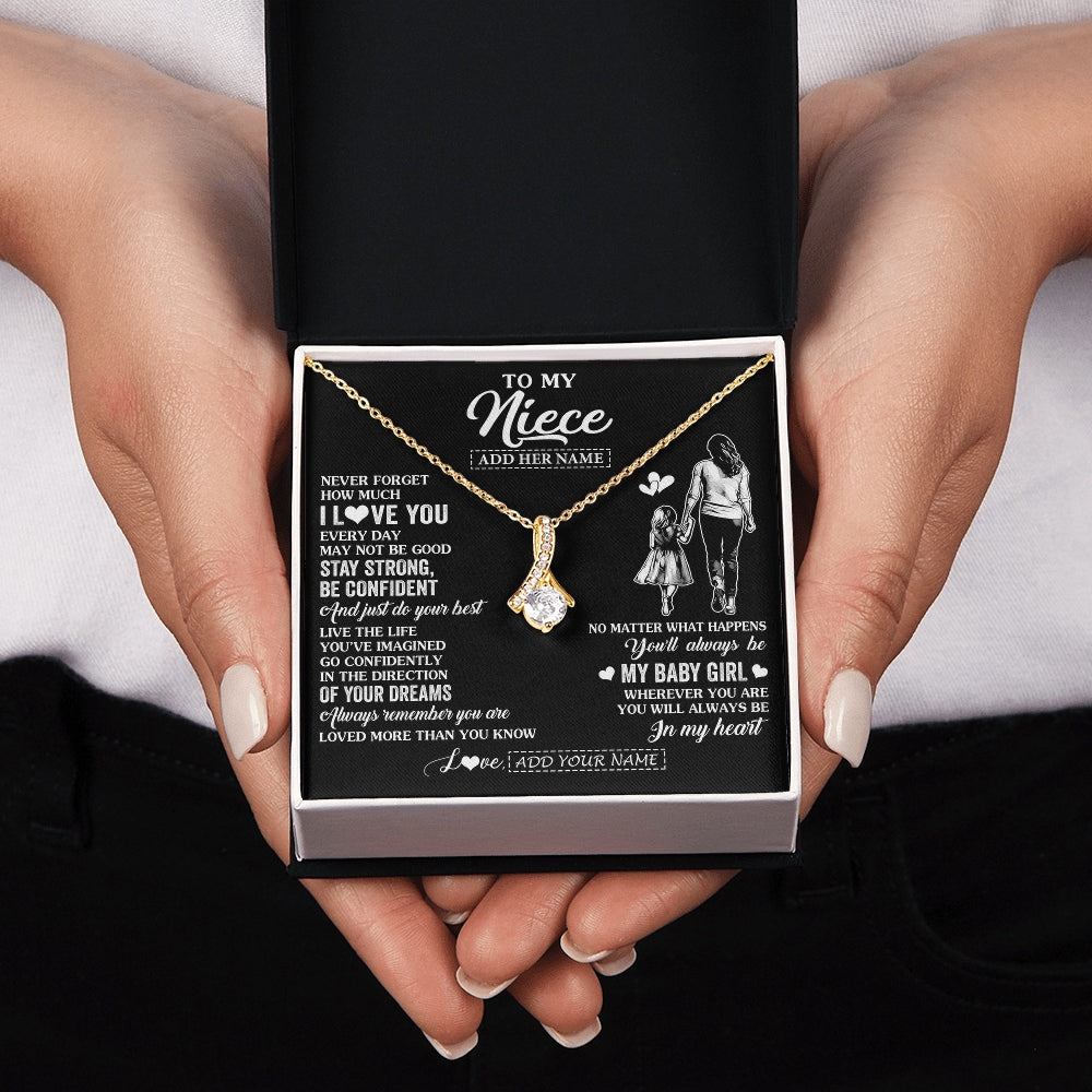 Alluring Beauty Necklace 18K Yellow Gold Finish | 2 | Personalized To My Niece Gifts From Aunt Auntie Necklace Never Forget How Much I Love You Niece Birthday Graduation Christmas Custom Gift Box Message Card | https://siriusteestore.