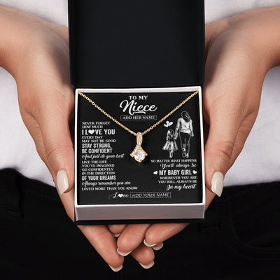 Alluring Beauty Necklace 18K Yellow Gold Finish | 2 | Personalized To My Niece Gifts From Aunt Auntie Necklace Never Forget How Much I Love You Niece Birthday Graduation Christmas Custom Gift Box Message Card | https://siriusteestore.
