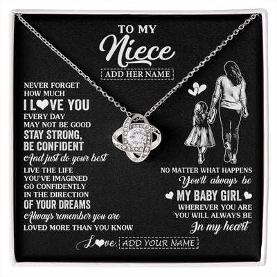 Love Knot Necklace 14K White Gold Finish | 1 | Personalized To My Niece Gifts From Aunt Auntie Necklace Never Forget How Much I Love You Niece Birthday Graduation Christmas Custom Gift Box Message Card | https://siriusteestore.