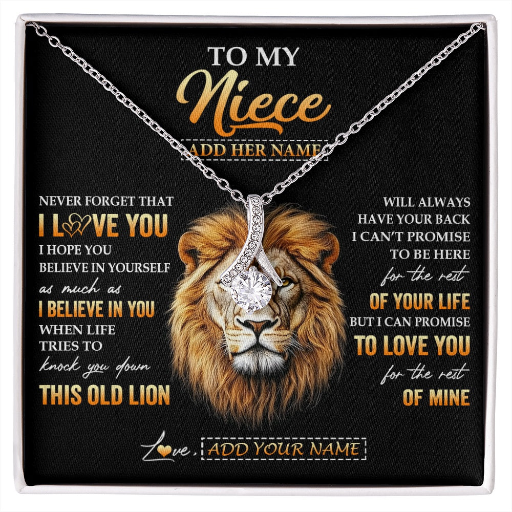 Alluring Beauty Necklace 14K White Gold Finish | 1 | Personalized To My Niece Gifts From Aunt Auntie Necklace Old Lion Love You Niece Birthday Gifts Graduation Christmas Customized Gift Box Message Card | siriusteestore.myshopify