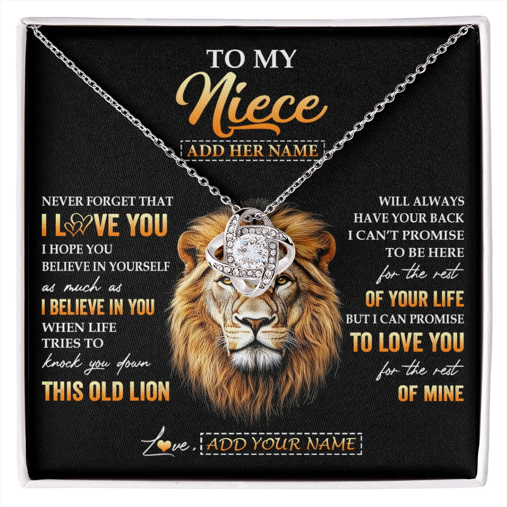 Love Knot Necklace 14K White Gold Finish | 1 | Personalized To My Niece Gifts From Aunt Auntie Necklace Old Lion Love You Niece Birthday Gifts Graduation Christmas Customized Gift Box Message Card | siriusteestore.myshopify