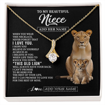 Alluring Beauty Necklace 18K Yellow Gold Finish | 1 | Personalized To My Niece Gifts From Aunt Auntie Necklace This Old Lion Love You Niece Birthday Gifts Graduation Christmas Jewelry Custom Gift Box Message Card | https://siriusteestore.