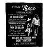 Personalized To My Niece Gifts From Aunt Blanket Don't Give Up Aunt Gifts For Niece Birthday Graduation Christmas Customized Fleece Throw Blanket | siriusteestore