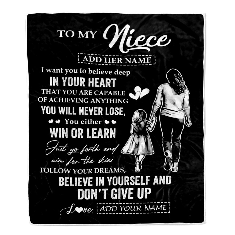 Personalized To My Niece Gifts From Aunt Blanket Don't Give Up Aunt Gifts For Niece Birthday Graduation Christmas Customized Fleece Throw Blanket | siriusteestore