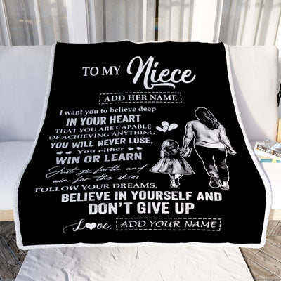 Personalized To My Niece Gifts From Aunt Blanket Don't Give Up Aunt Gifts For Niece Birthday Graduation Christmas Customized Fleece Throw Blanket | siriusteestore