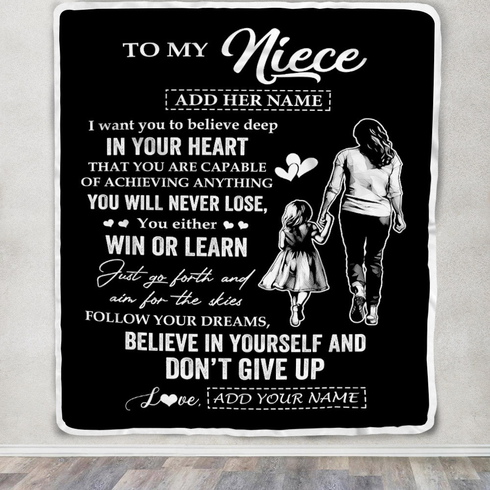 Personalized To My Niece Gifts From Aunt Blanket Don't Give Up Aunt Gifts For Niece Birthday Graduation Christmas Customized Fleece Throw Blanket | siriusteestore