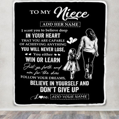 Personalized To My Niece Gifts From Aunt Blanket Don't Give Up Aunt Gifts For Niece Birthday Graduation Christmas Customized Fleece Throw Blanket | siriusteestore