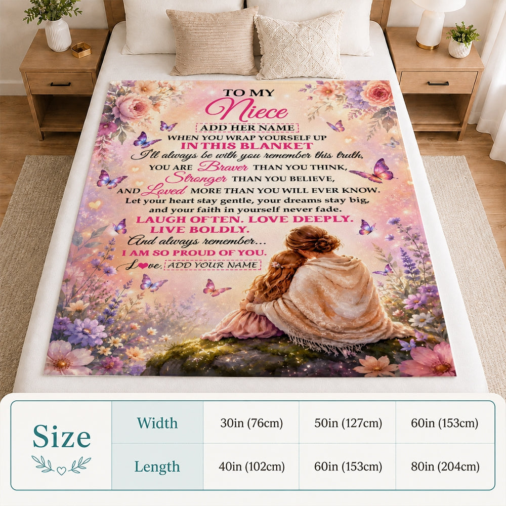 Personalized To My Niece Gifts From Aunt Blanket Inspirational Message Purple Butterfly Birthday Gifts For Girlsniece Graduation Christmas Fleece Blanket | siriusteestore