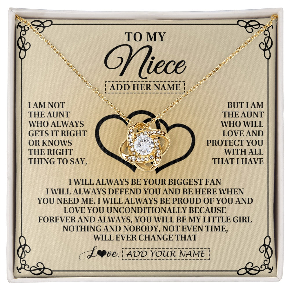 Love Knot Necklace 18K Yellow Gold Finish | 1 | Personalized To My Niece Gifts From Aunt Niece Birthday Gifts Jewelry For Women Aunt Niece Pendant Necklace Christmas Custom Gift Box Message Card | https://siriusteestore.