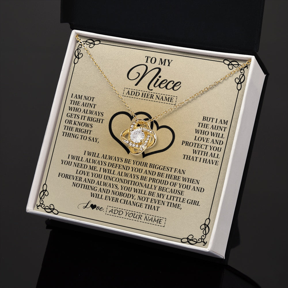 Love Knot Necklace 18K Yellow Gold Finish | 2 | Personalized To My Niece Gifts From Aunt Niece Birthday Gifts Jewelry For Women Aunt Niece Pendant Necklace Christmas Custom Gift Box Message Card | https://siriusteestore.