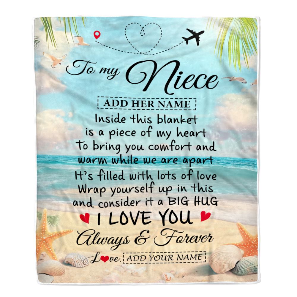 Personalized To My Niece Gifts From Aunt Uncle Auntie Blanket Beach I Love You  Birthday Gifts Graduation For Niece Christmas Customized Fleece Blanket | siriusteestore