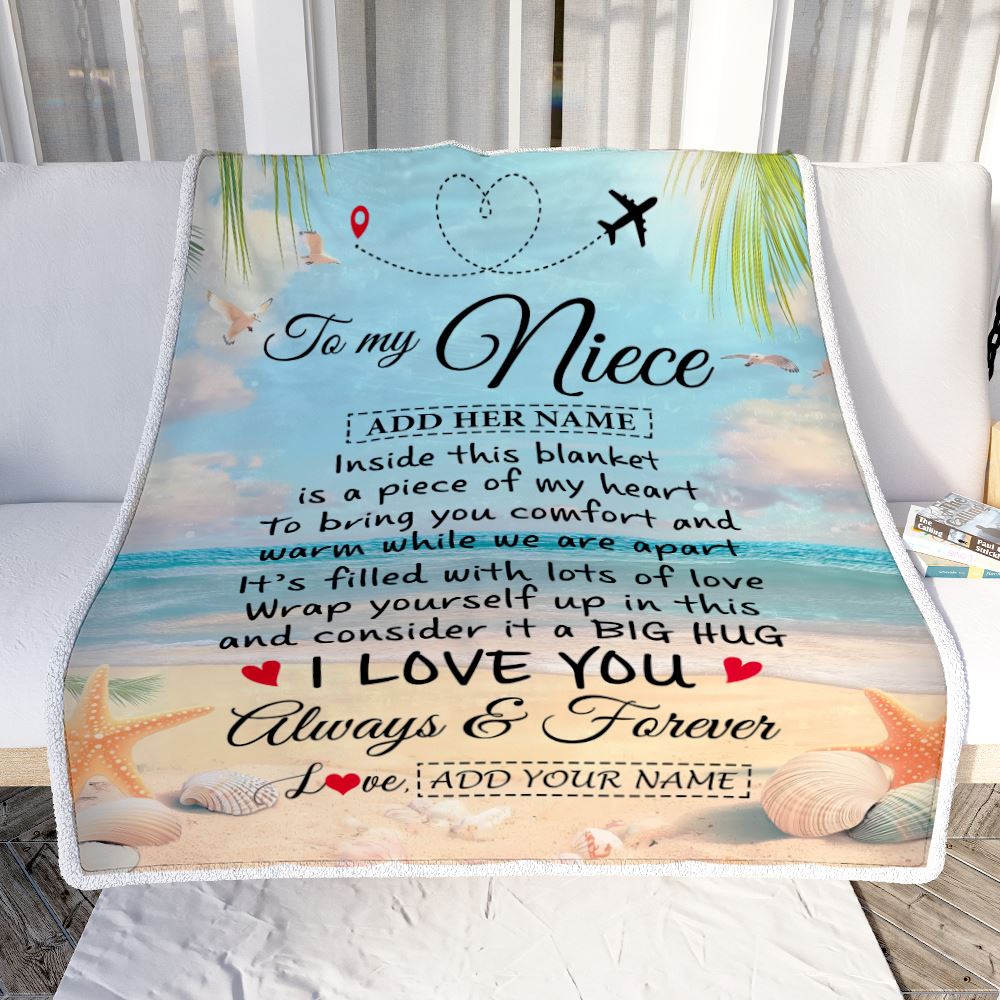 Personalized To My Niece Gifts From Aunt Uncle Auntie Blanket Beach I Love You  Birthday Gifts Graduation For Niece Christmas Customized Fleece Blanket | siriusteestore