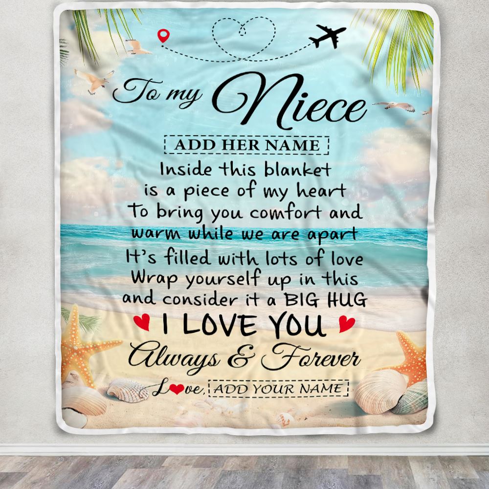 Personalized To My Niece Gifts From Aunt Uncle Auntie Blanket Beach I Love You  Birthday Gifts Graduation For Niece Christmas Customized Fleece Blanket | siriusteestore