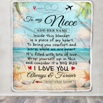 Personalized To My Niece Gifts From Aunt Uncle Auntie Blanket Beach I Love You  Birthday Gifts Graduation For Niece Christmas Customized Fleece Blanket | siriusteestore