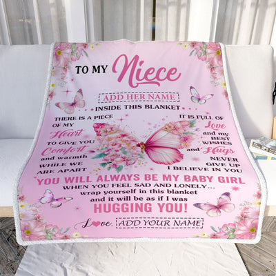 Personalized To My Niece Gifts From Aunt Uncle Auntie Blanket Floral Butterfly Birthday Gifts For Niece Graduation Christmas Customized Fleece Throw Blanket | siriusteestore