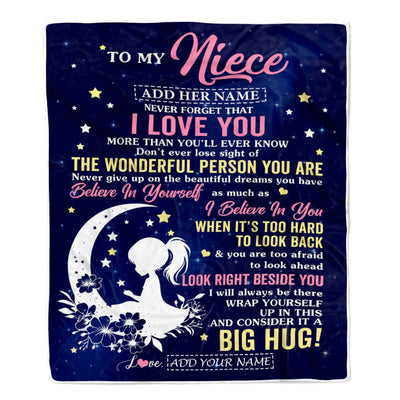 Personalized To My Niece Gifts From Aunt Uncle Auntie Blanket Floral Moon Birthday Gifts For Niece Graduation Wedding Christmas Customized Fleece Blanket | siriusteestore